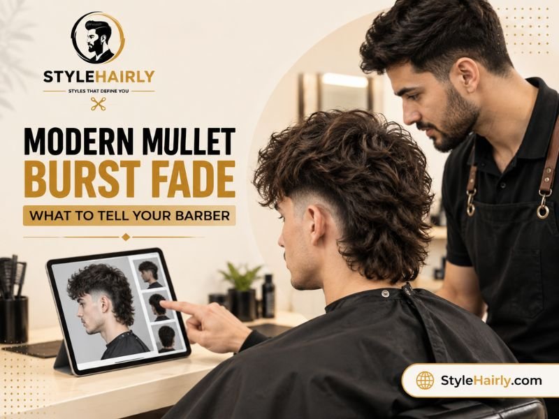 Barber consultation for a modern mullet burst fade