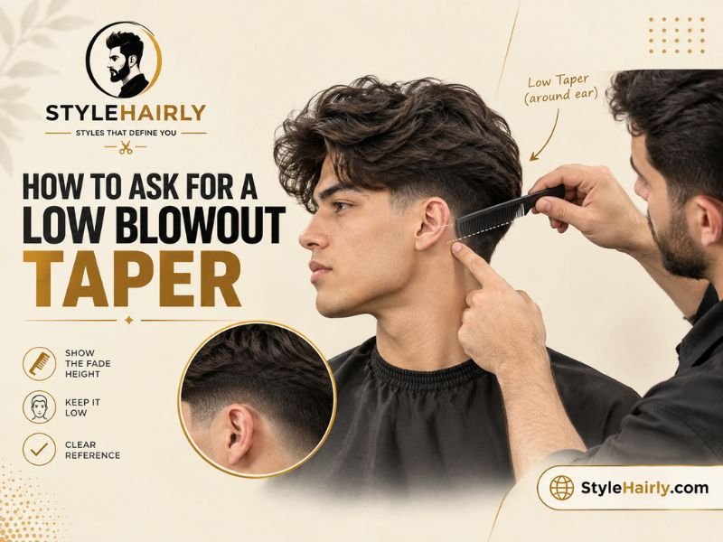 Barber discussing fade height during a low blowout taper consultation