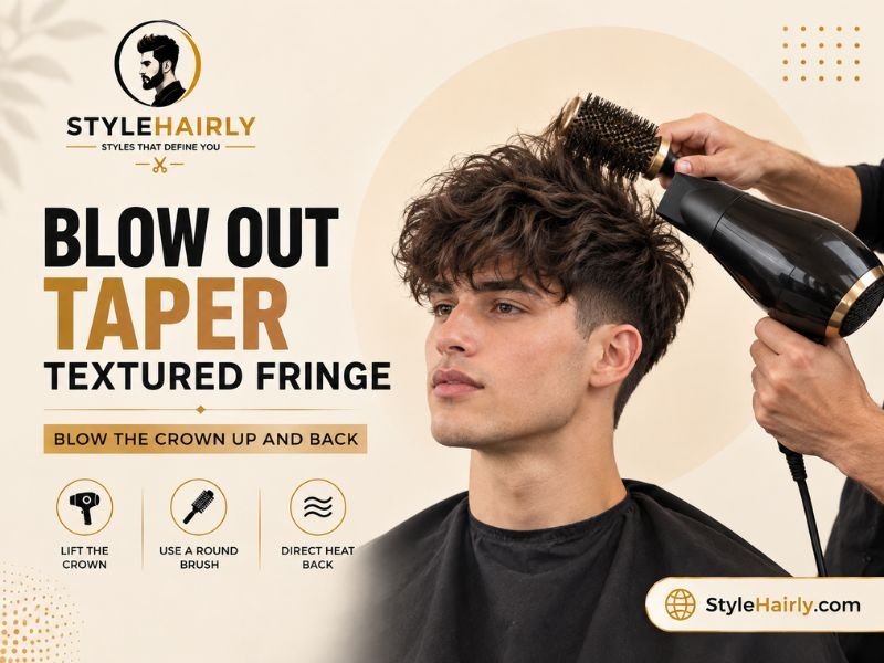 Blow-drying the crown section upward with a round brush for lift