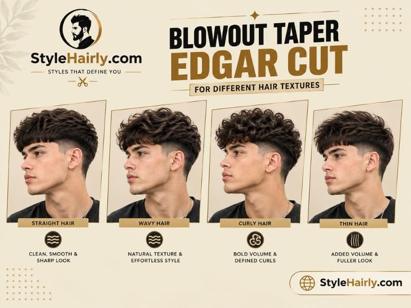 Blowout taper edgar cut on different hair types