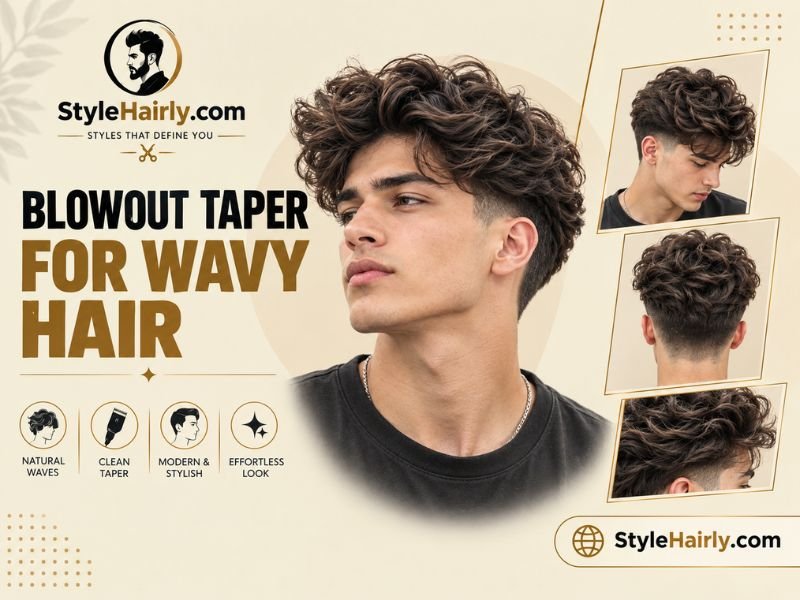 Blowout taper haircut styled on naturally wavy hair