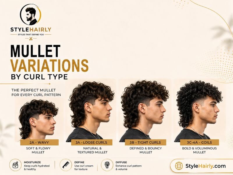 Chart comparing mullet variations for different curl types