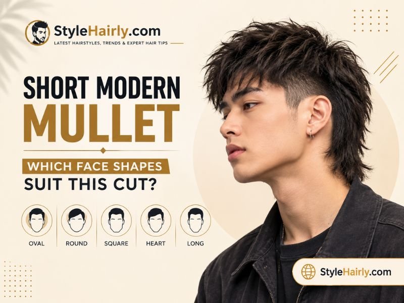 Chart showing face shapes suited to a short modern mullet