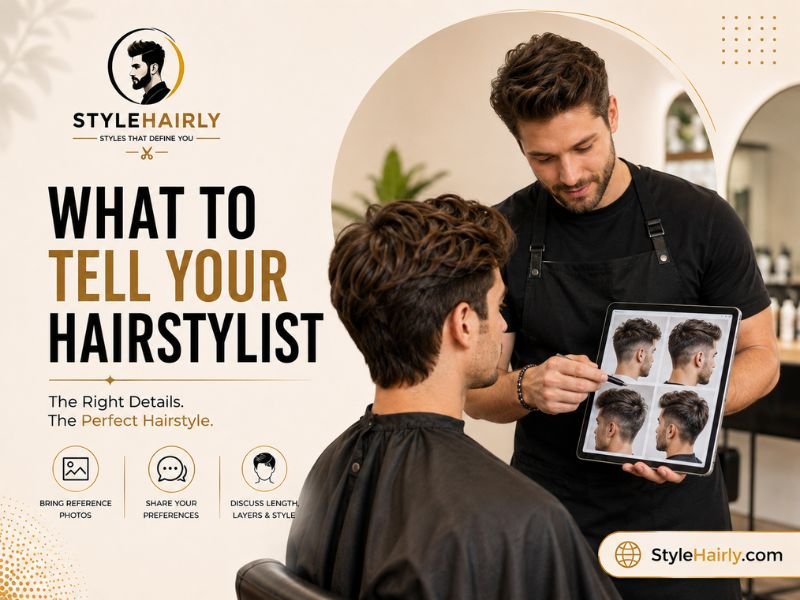 Client consulting with hairstylist about Asian mullet fade haircut