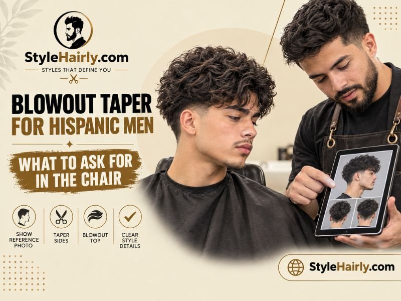 Client discussing blowout taper details with a barber