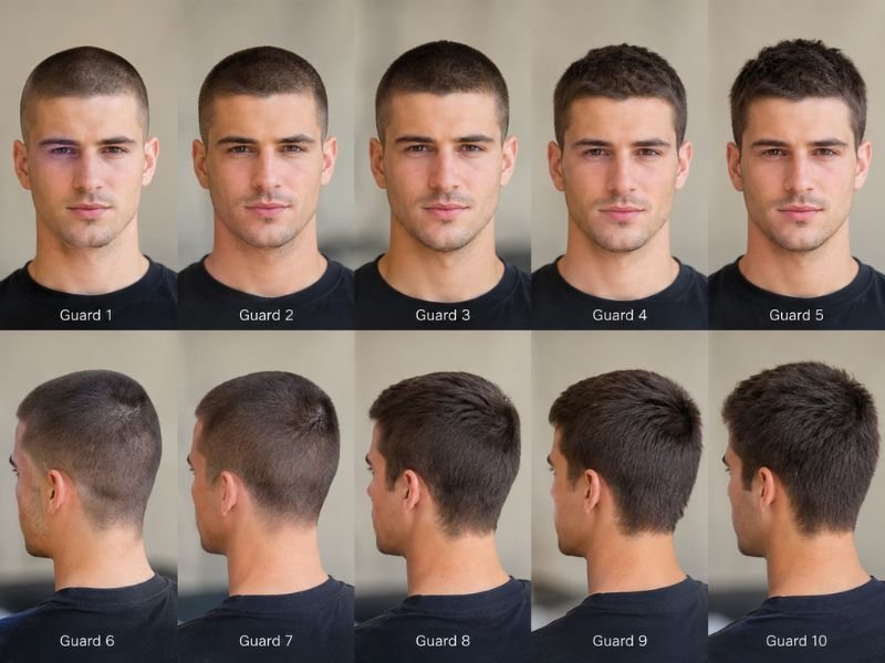 Clipper guard length comparison chart from size 1 to 10