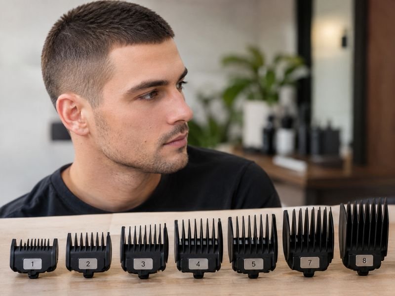 Clipper guards numbered 1 to 8 in a row