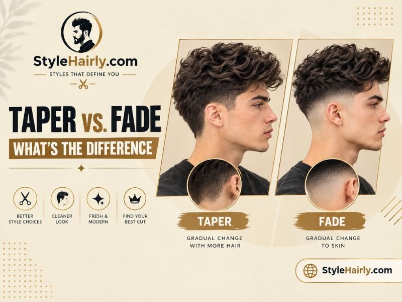 Close up comparison of a tapered edge and a skin fade edge
