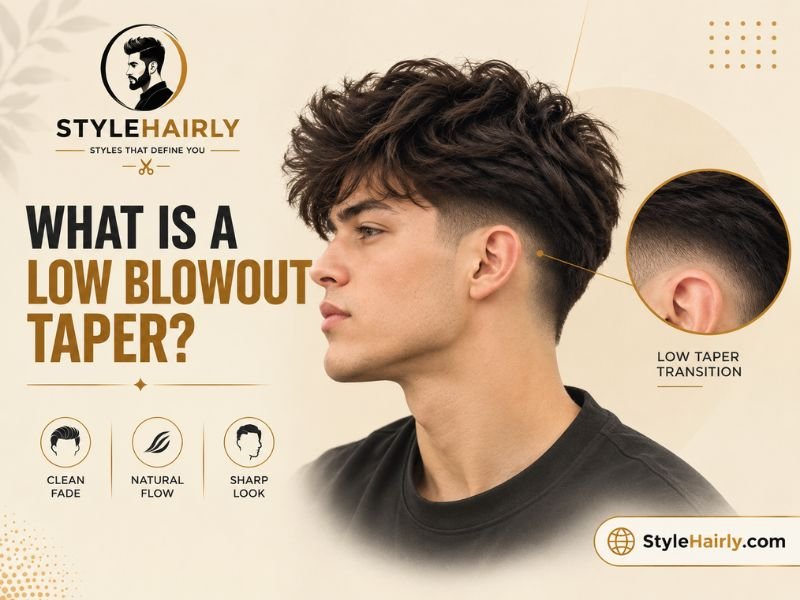Close up of a low taper fade blending short and long hair above the ear