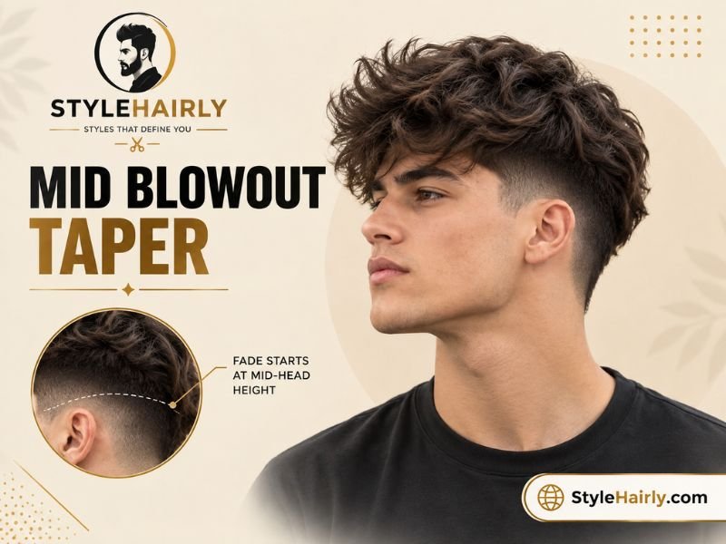 Close up of a mid taper fade line on the side of the head