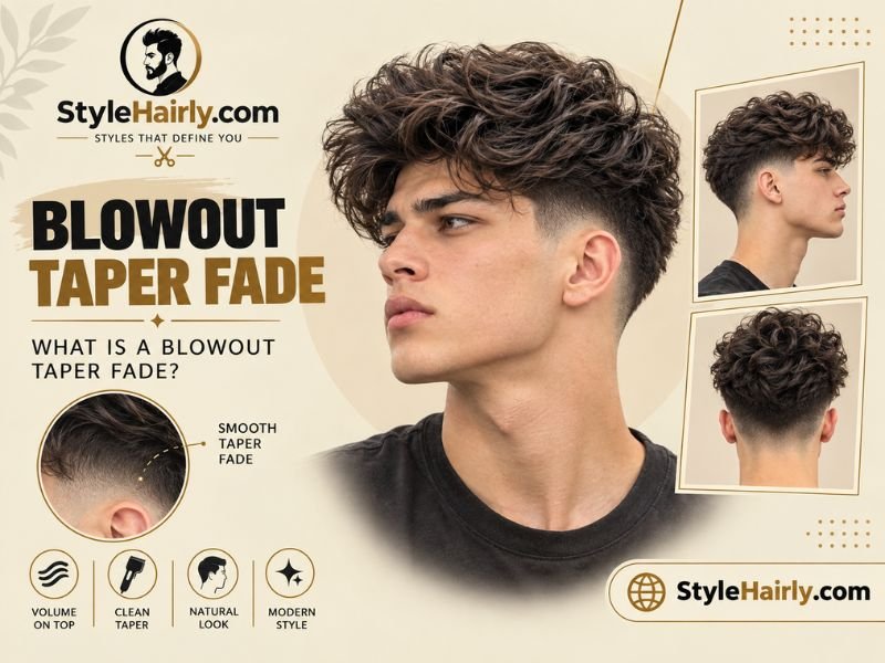 Close-up of the fade transition in a blowout taper fade haircut