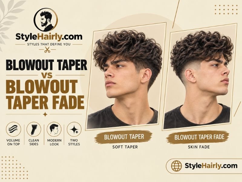 Comparison of a blowout taper and a blowout taper fade side by side