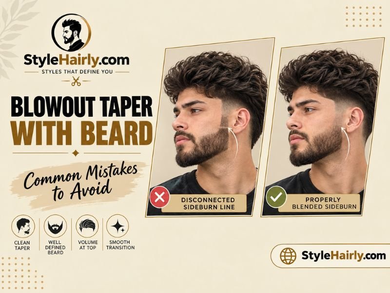 Comparison of a disconnected sideburn line and a properly blended taper into the beard