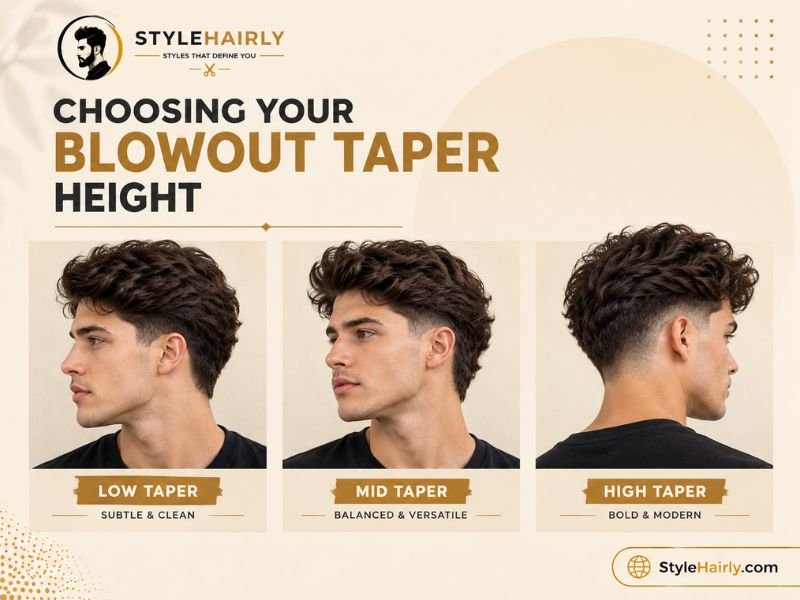 Comparison of low, mid, and high blowout taper heights