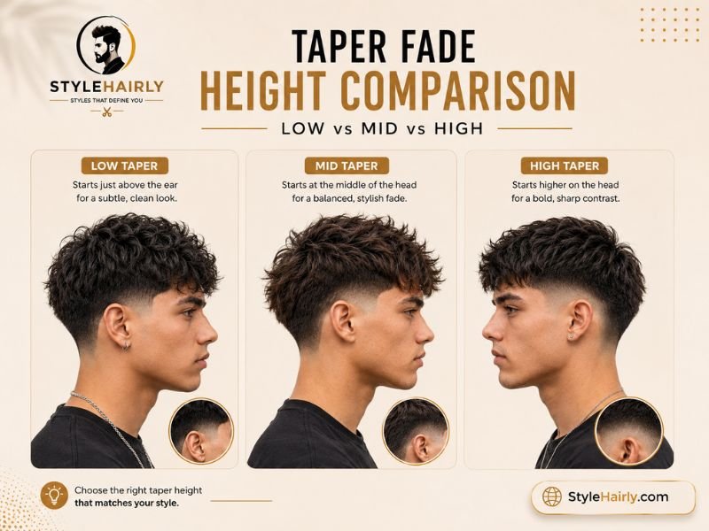Comparison of low, mid, and high taper fade starting points