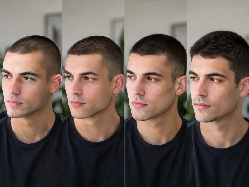 Comparison of number 2, 3, 4 and 5 guard buzz cuts