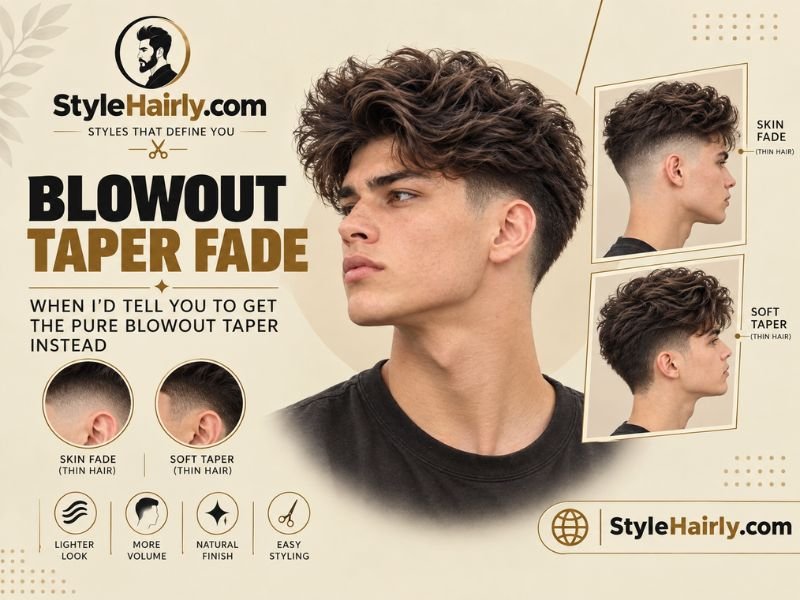 Comparison showing why fine hair suits a plain blowout taper over a fade