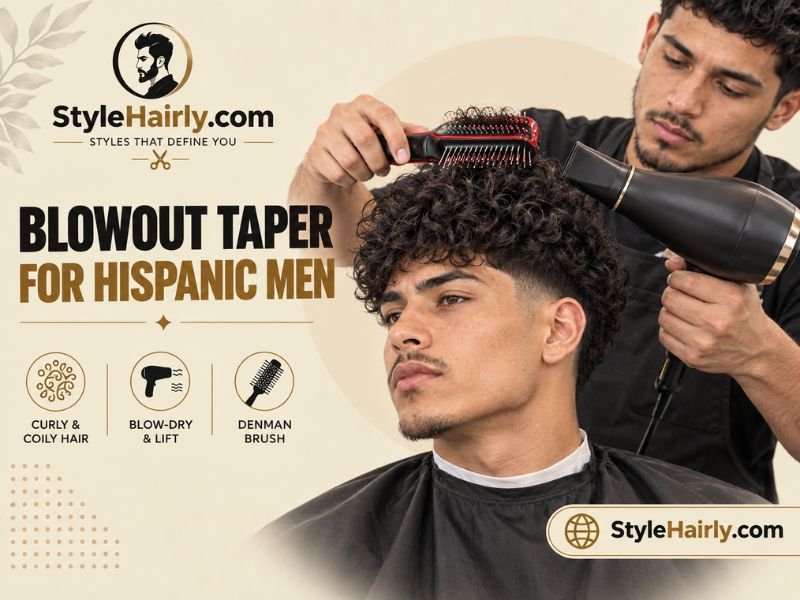 Denman brush technique for a curly hair blowout taper
