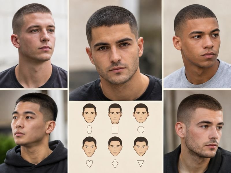 Face shape guide for a 4 guard buzz cut