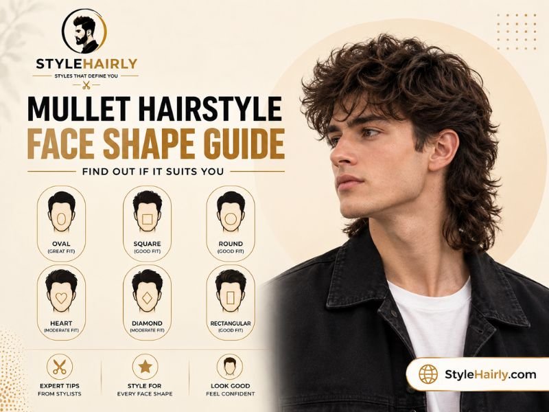 Face shape guide for choosing a modern mullet wavy hairstyle