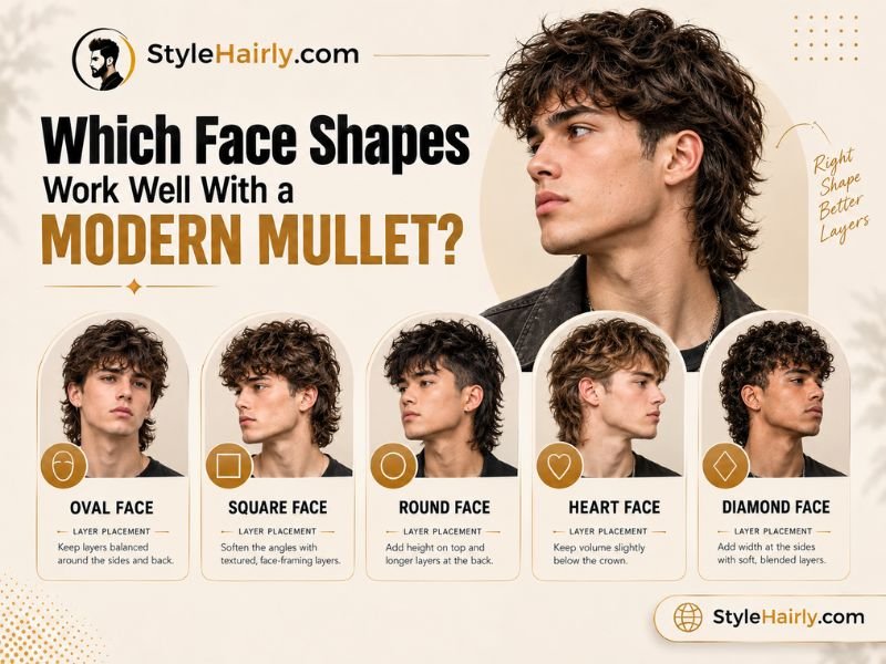 Face shape guide for choosing modern mullet layer placement
