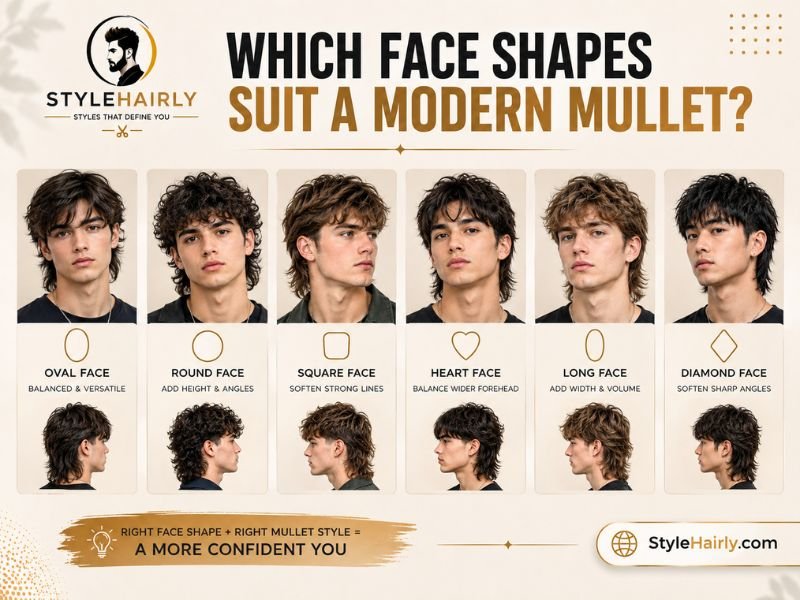 Face shape guide for choosing the right modern mullet style