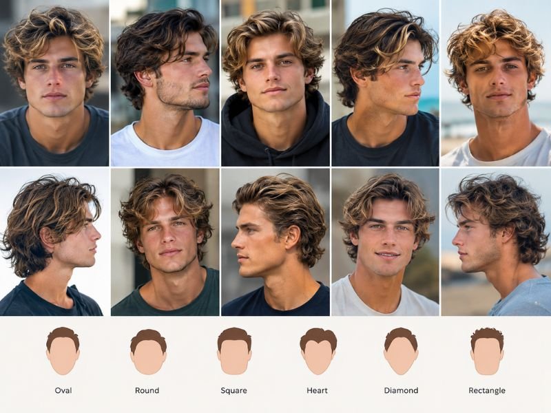 Face shape guide for surfer haircut styles