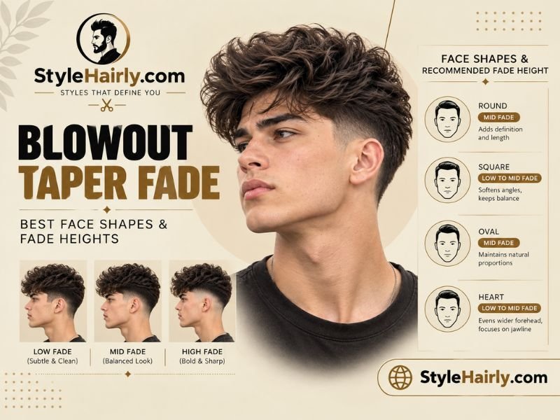 Face shape suitability chart for the blowout taper fade