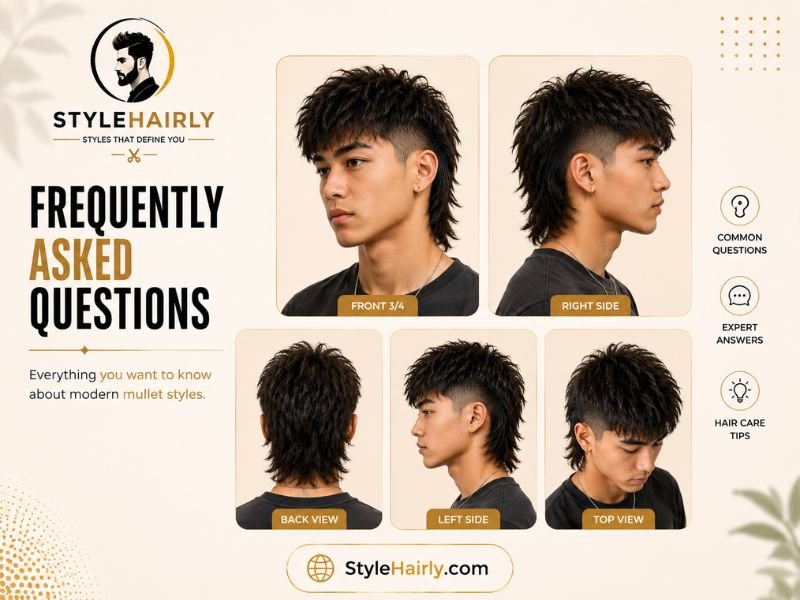 Finished low taper modern mullet from multiple angles