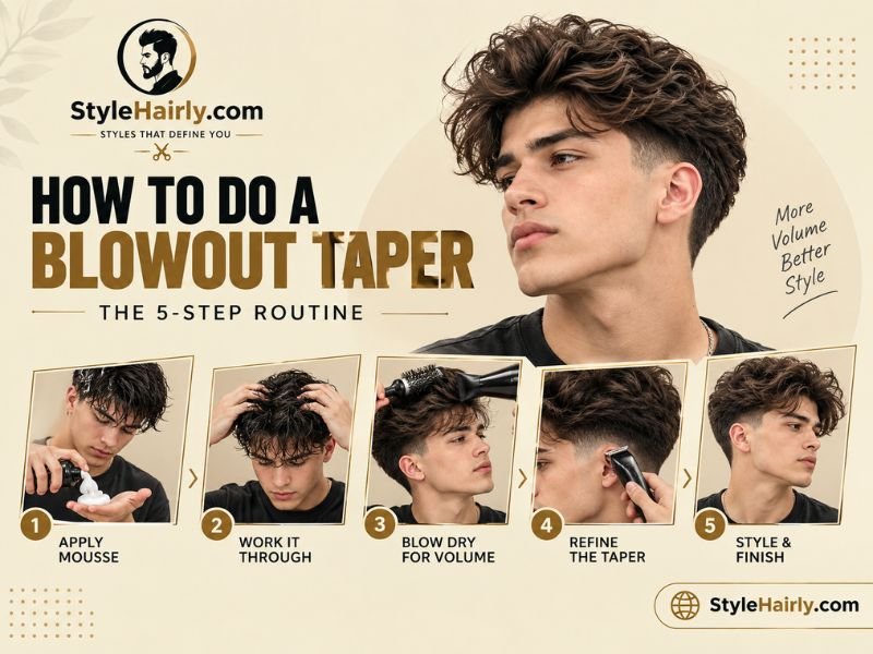 Five step process for styling a blowout taper at home