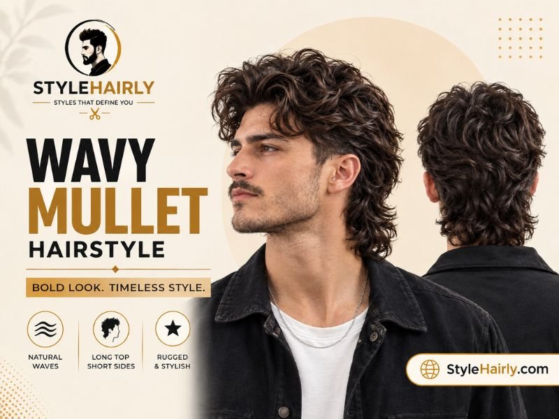 General reference photo of a wavy mullet hairstyle