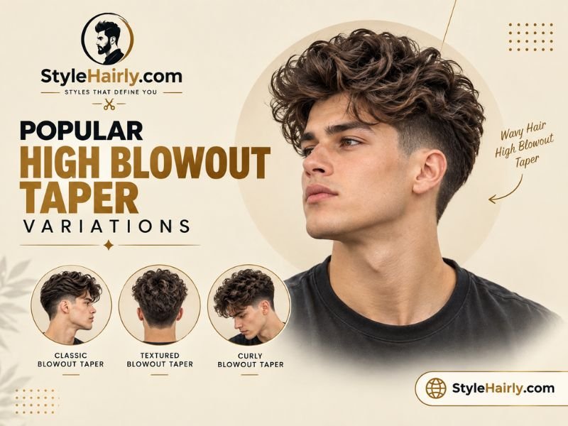 High blowout taper styled on naturally wavy hair