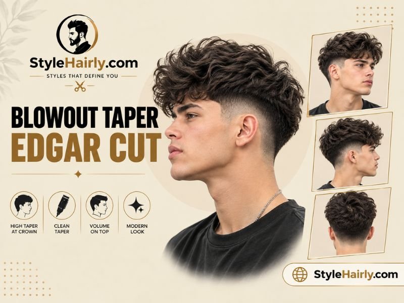 High taper blowout edgar cut with fade near crown