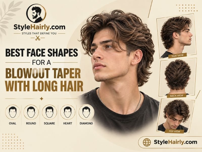 Illustration of face shapes and recommended styling direction for long hair