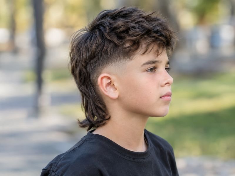 Kids mullet fade with short sides and a longer back