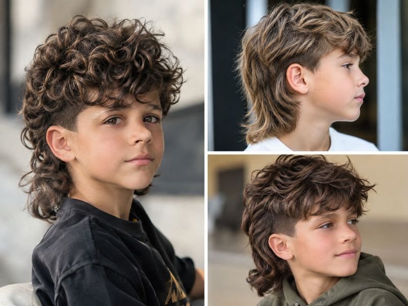 Kids mullet haircuts on curly, straight and wavy hair