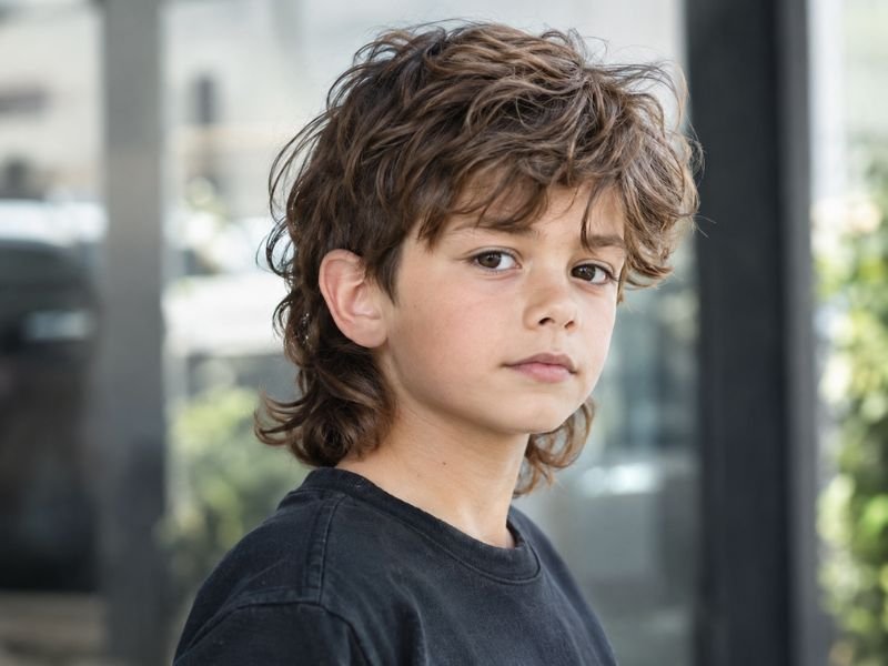 Kids shag mullet with feathered layers