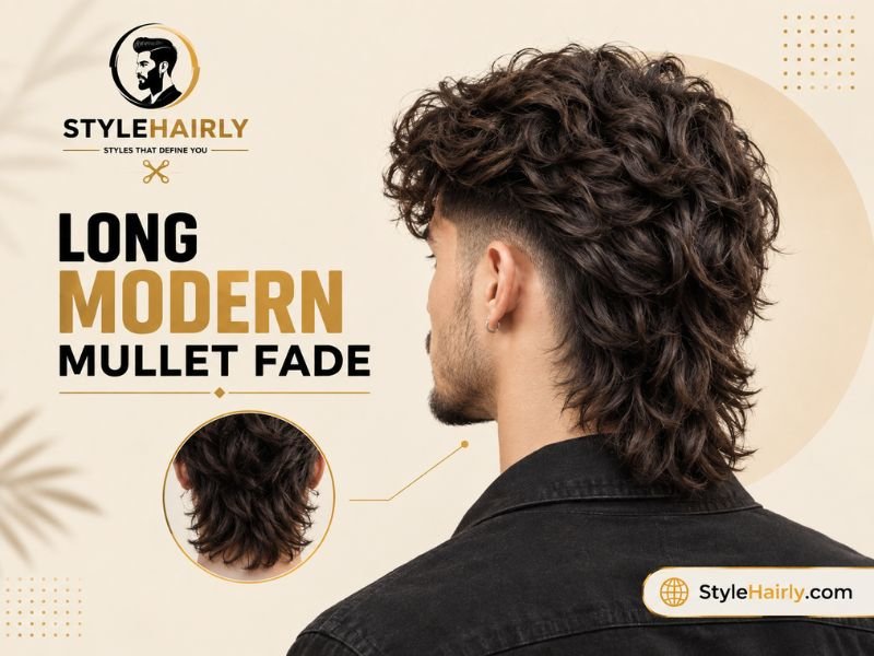 Long modern mullet fade showing extended back length