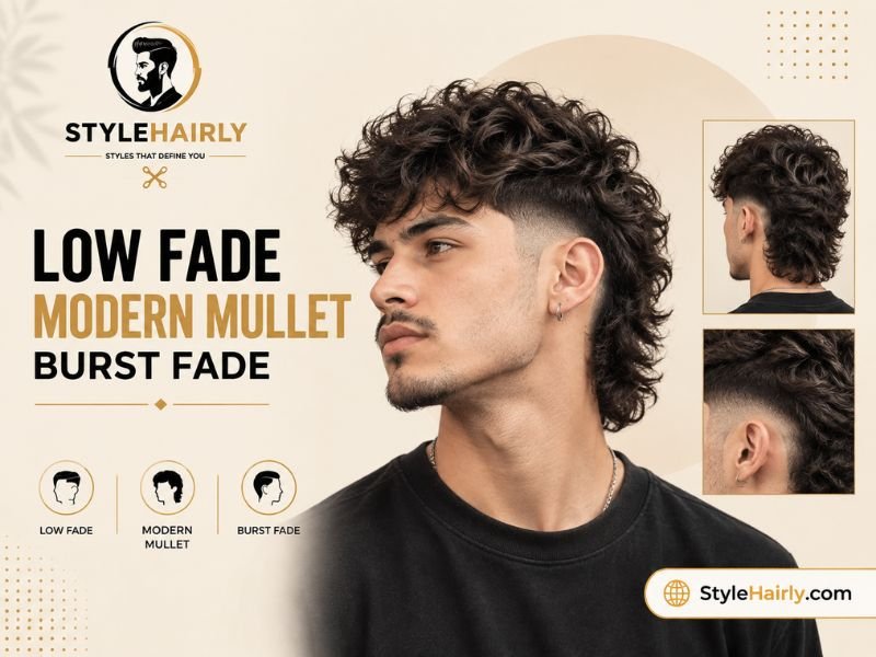 Low fade modern mullet burst fade with subtle contrast