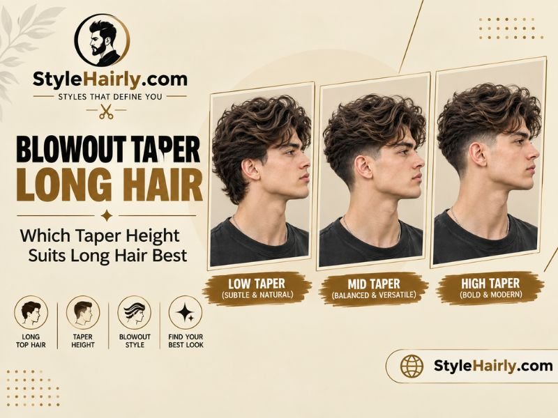 Low, mid, and high taper compared on the same long hair top