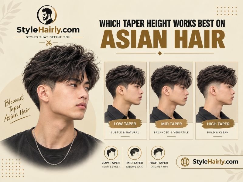 Low, mid, and high taper height comparison on Asian hair