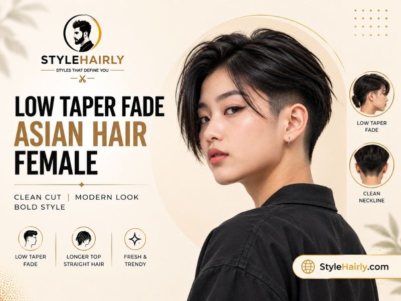 Low taper fade haircut on Asian woman