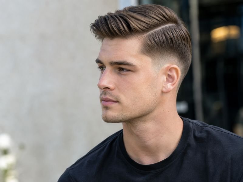 Low taper fade with comb over hairstyle