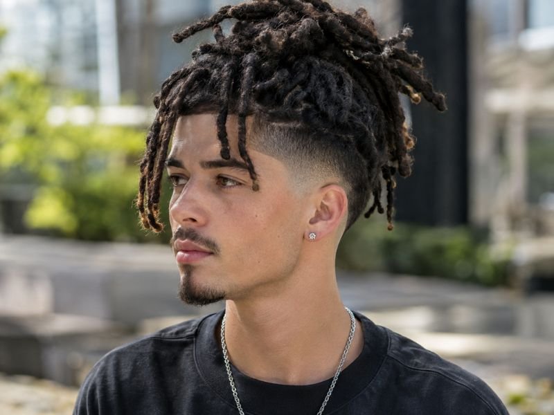 Low taper fade with dreads hairstyle