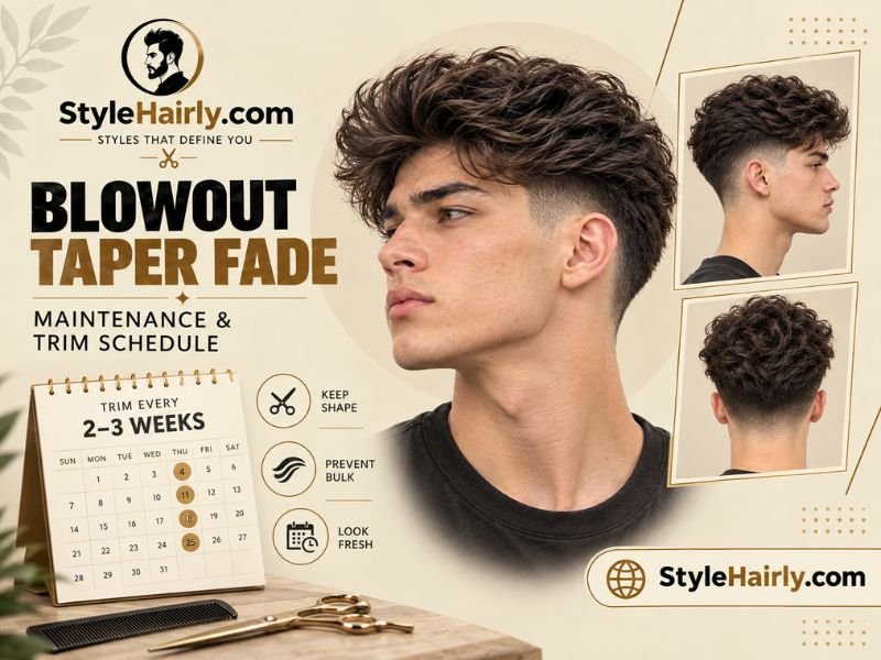 Maintenance schedule graphic for trimming a blowout taper fade