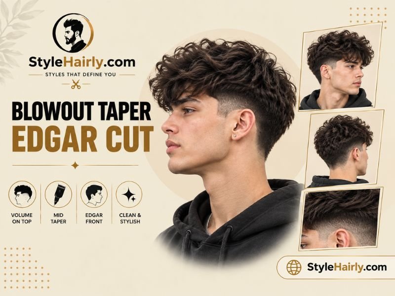 Mid taper blowout edgar cut with fade at temple