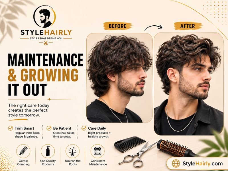 Modern mullet before and after a maintenance trim