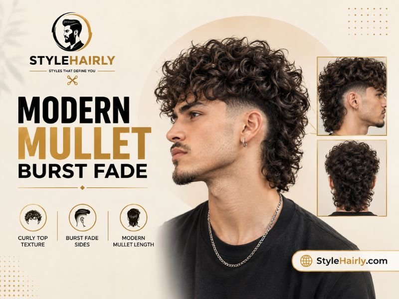 Modern mullet curly burst fade on natural curls