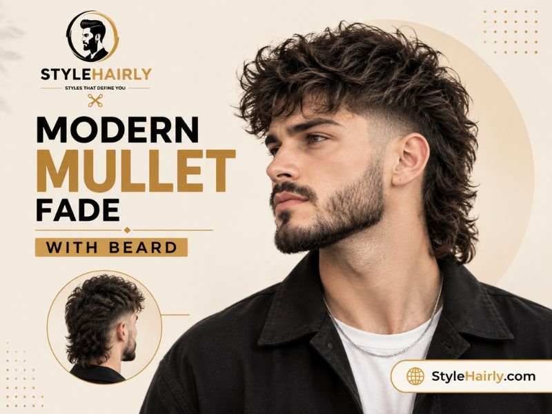 Modern mullet fade paired with a groomed beard