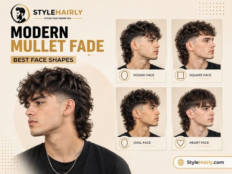 Modern mullet fade styled for different face shapes